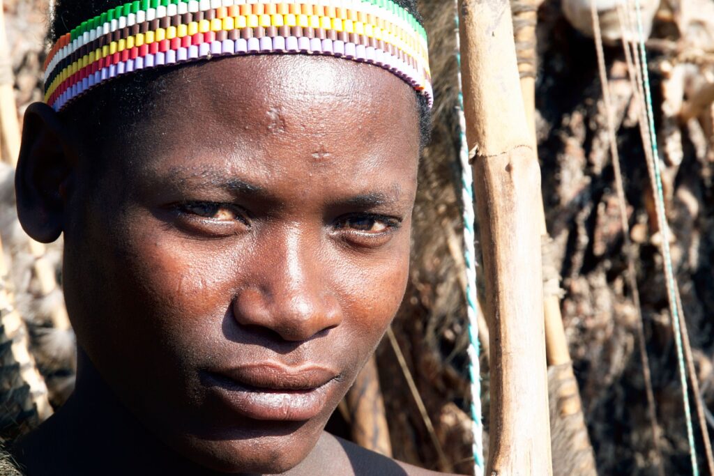 Young man of the Hadza tribe in Tanzania
