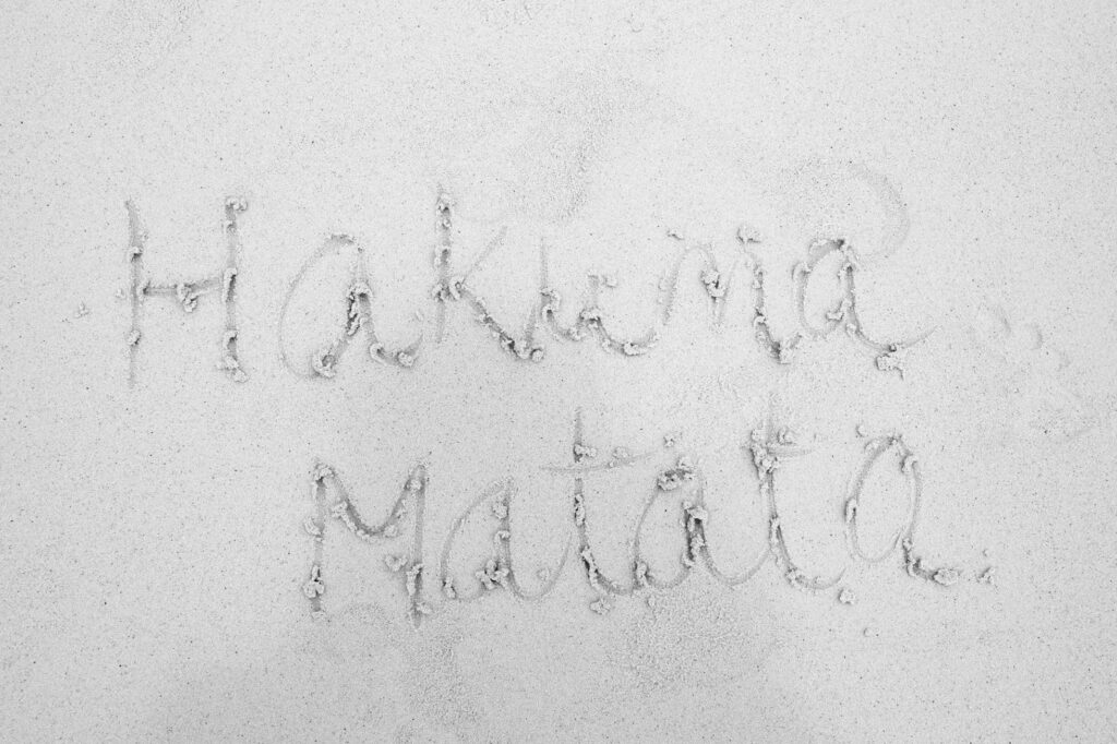 Hakuna Matata written in the sand