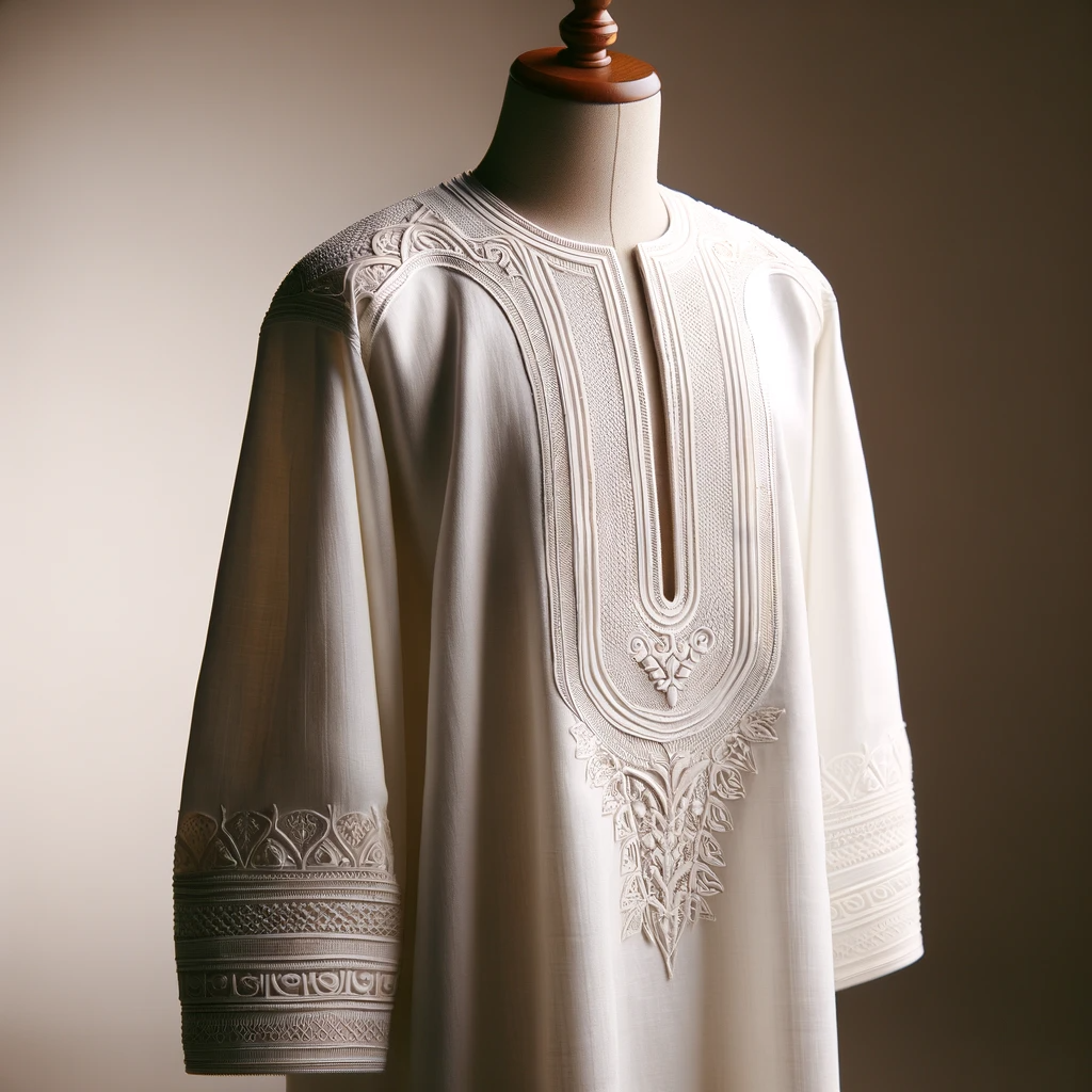 A kanzu, which is a traditional Tanzanian garment worn by men