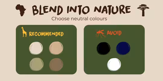 Recommended and unsuitable colours to wear on safari