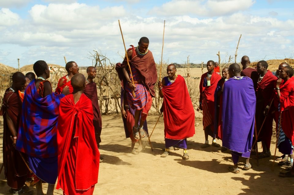 massai tribe visiting a massai village in tanzania